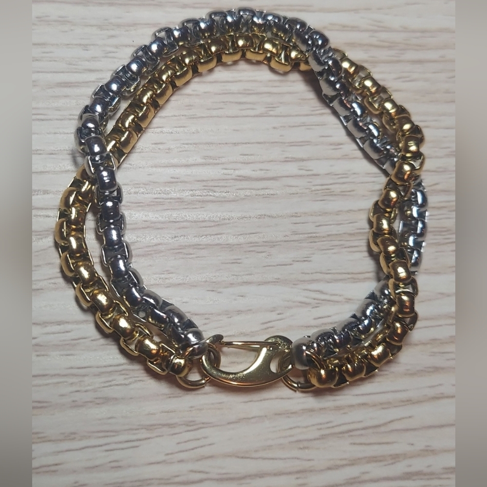 Two Tone Double  Bracelet Stainless Steel